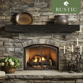 Lexington Hearth Hayloft Beam mantel in Roasted Chestnut